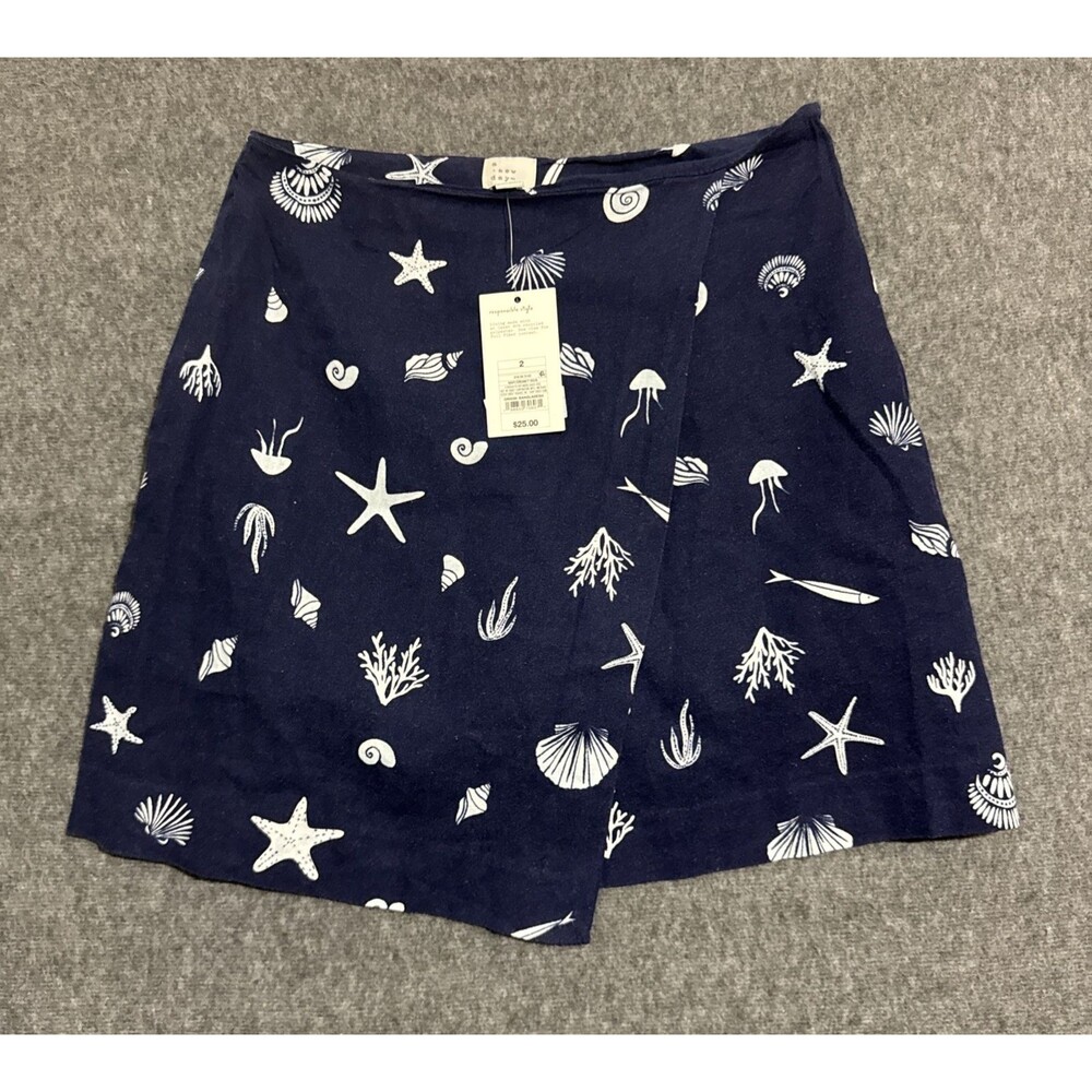 A New Day Women's Skirt MIni Print Seashell Navy Size 2